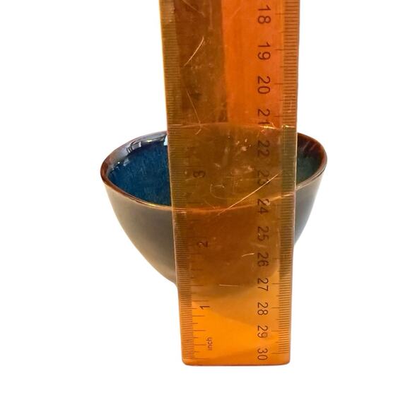 3- World Market Glazed Ceramic Reactive Indigo Blue Dipping Bowls -2.5”x4” - Picture 6 of 6